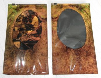 Bolso de desplazamiento autoadhesivo hidratante modificado para requisitos particulares de la cremallera del bolso del cigarro con la ventana transparente