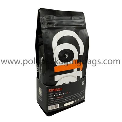La cremallera de encargo del logotipo imprimió los bolsos ziplock negros mates plásticos para el empaquetado del café