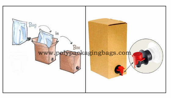 Bolso líquido reutilizable del BABERO del bolso del papel de aluminio del almacenamiento de la capa doble en los bolsos de la caja para el vino