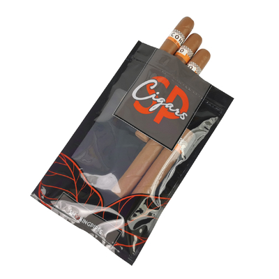 Bolsas de humidor para cigarros de impresión personalizada con sistema de hidratación y cierre con cierre por cremallera