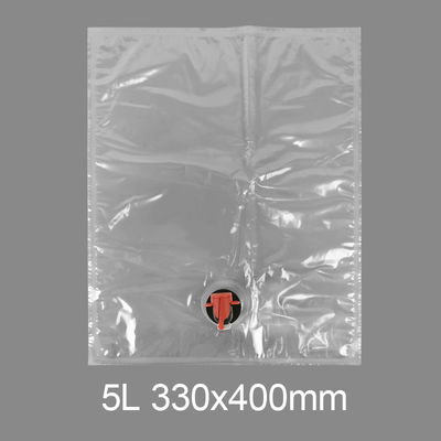 Bolsa con grifo de plástico transparente personalizada BiB 5l para agua potable, vino, zumo, dispensador en caja con válvula de mariposa Vitop