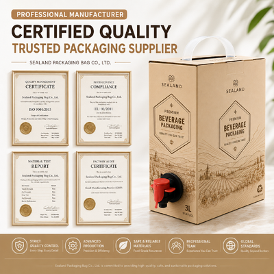 Bolsas BIB personalizadas en caja que ofrecen soluciones de embalaje versátiles compatibles con varios sistemas de llenado y dispensación