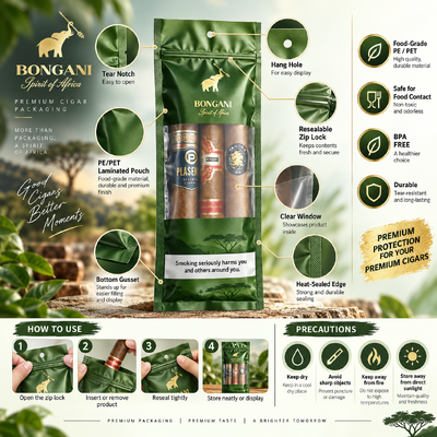 Bolsas pequeñas para humidor de cigarros con lámina de humedad en el interior, adecuadas para almacenar 5 cigarros manteniendo condiciones óptimas