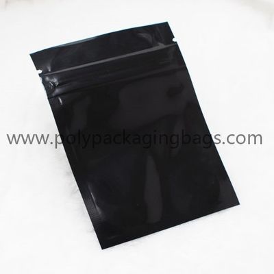 Bolsos ziplock negros de la cremallera del papel de aluminio de Matte Smell Proof