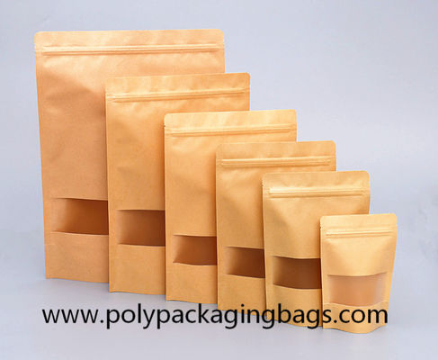 Ziplock biodegradable bolsas de papel de Kraft de 140 micrones para la comida secada café
