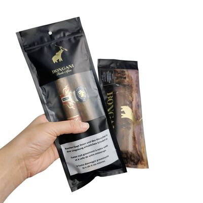 Bolsas de humidor de cigarrillos Ziplock personalizadas con sistema hidratado y ventana de visualización 90 días de conservación 20 cigarrillos de capacidad