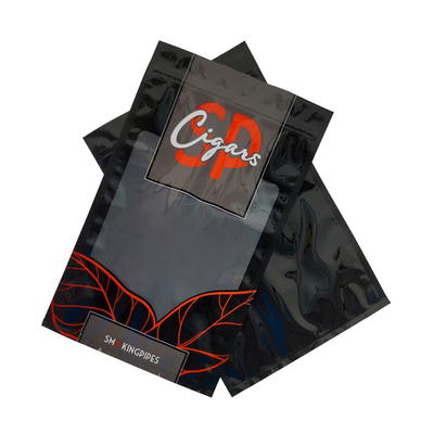 Bolsas de humidor para cigarros de impresión personalizada con sistema de hidratación y cierre con cierre por cremallera