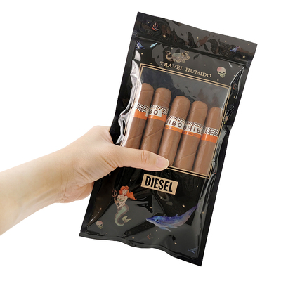 Estuche de viaje para cigarros de cuero de lujo personalizado con humidificador, bolsa portátil para humidor forrada de cedro, control de humedad, bolsa con cierre hermético