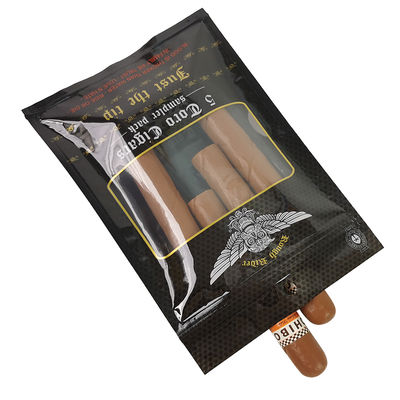 Bolsas planas a medida a prueba de humedad, impresas, termosellables, de papel de aluminio Mylar con sellado de 3 lados para envolturas de cigarros de hoja de tabaco