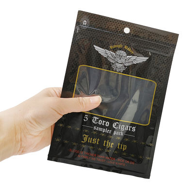 Bolsas planas a medida a prueba de humedad, impresas, termosellables, de papel de aluminio Mylar con sellado de 3 lados para envolturas de cigarros de hoja de tabaco