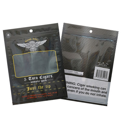 Bolsas planas a medida a prueba de humedad, impresas, termosellables, de papel de aluminio Mylar con sellado de 3 lados para envolturas de cigarros de hoja de tabaco