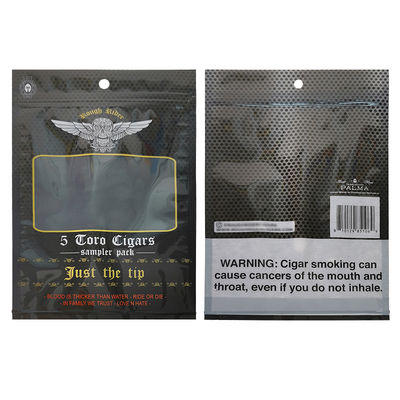 Bolsas planas a medida a prueba de humedad, impresas, termosellables, de papel de aluminio Mylar con sellado de 3 lados para envolturas de cigarros de hoja de tabaco