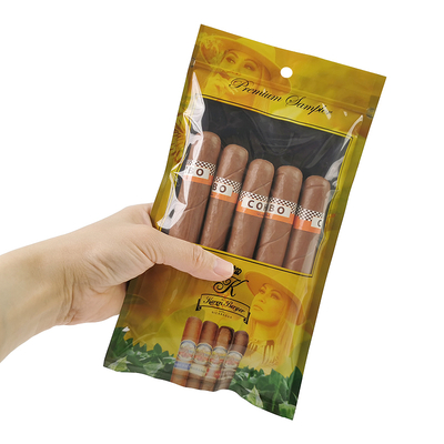 Embalaje de humidor de impresión a medida Sello de plástico de tres lados Bolsa de cigarro de cigarrillo Embalaje Bolsa humidificador de humidor de cigarro