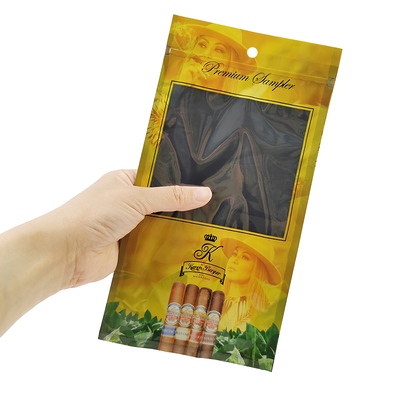 Embalaje de humidor de impresión a medida Sello de plástico de tres lados Bolsa de cigarro de cigarrillo Embalaje Bolsa humidificador de humidor de cigarro