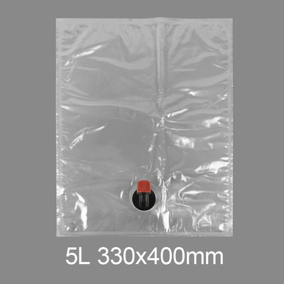 Bolsa con grifo de plástico transparente personalizada BiB 5l para agua potable, vino, zumo, dispensador en caja con válvula de mariposa Vitop