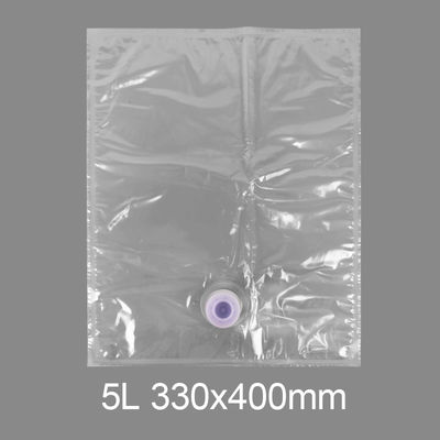 Bolsa con grifo de plástico transparente personalizada BiB 5l para agua potable, vino, zumo, dispensador en caja con válvula de mariposa Vitop