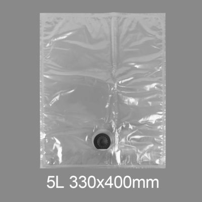 Bolsa con grifo de plástico transparente personalizada BiB 5l para agua potable, vino, zumo, dispensador en caja con válvula de mariposa Vitop
