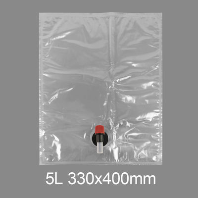 Bolsa con grifo de plástico transparente personalizada BiB 5l para agua potable, vino, zumo, dispensador en caja con válvula de mariposa Vitop