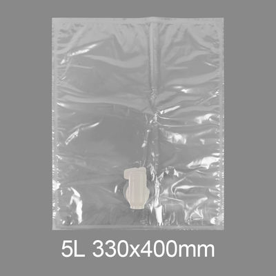 Bolsa con grifo de plástico transparente personalizada BiB 5l para agua potable, vino, zumo, dispensador en caja con válvula de mariposa Vitop