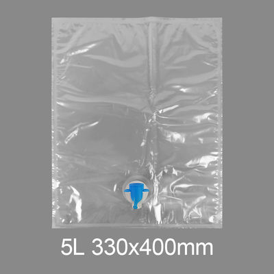 Bolsa con grifo de plástico transparente personalizada BiB 5l para agua potable, vino, zumo, dispensador en caja con válvula de mariposa Vitop