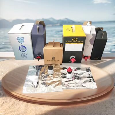 Bolsa en caja de plástico con superficie texturizada y pico, adecuada para aplicaciones de envasado de líquidos de grado alimenticio