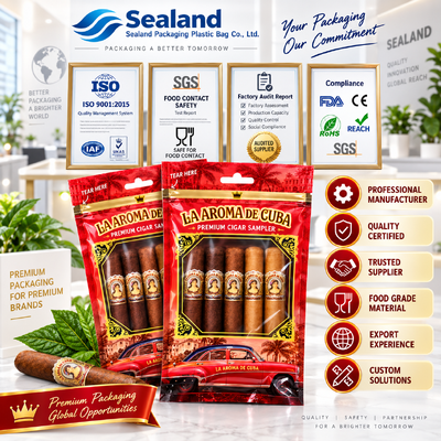 OPP LDPE Laminated Material Cigar Humidor Bags Suitable For Holding 5 to 20 Cigars Depending On Size Humidity Control Bag
