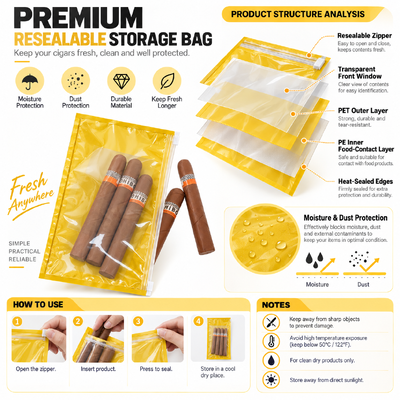 Cigar Humidor Bags Volume 5 Cigars Customer Request Protection and Humidity Maintenance for Cigars