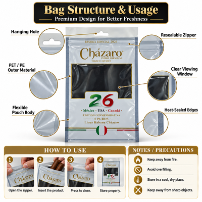 Bolsas de plástico con cremallera para humedecer puros, humidor para puros, capacidad para 5 a 20 puros, diseño de cierre hermético, ideal para preservar la frescura y el aroma