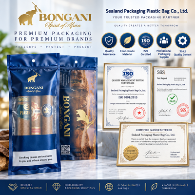 Bolsa humidificadora para cigarros de 0,09 mm de grosor, compuesta de materiales TPU y PE de grado alimenticio que proporcionan control de humedad para cigarros