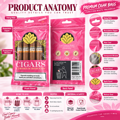 Bolsas para cigarros resistentes a rasgaduras y pinchazos diseñadas a medida para proporcionar soluciones de embalaje sólidas que protegen los cigarros de daños