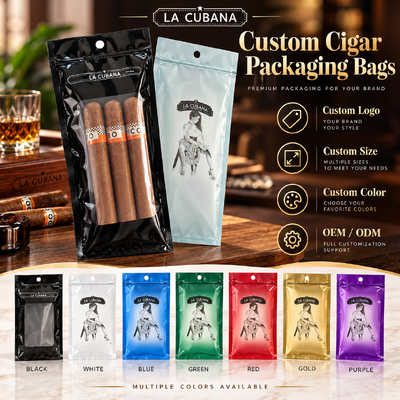 MOPP PE plastic cigar bags holds 5 to 20 cigars depending on size lightweight durable packaging designed for long term cigar storage