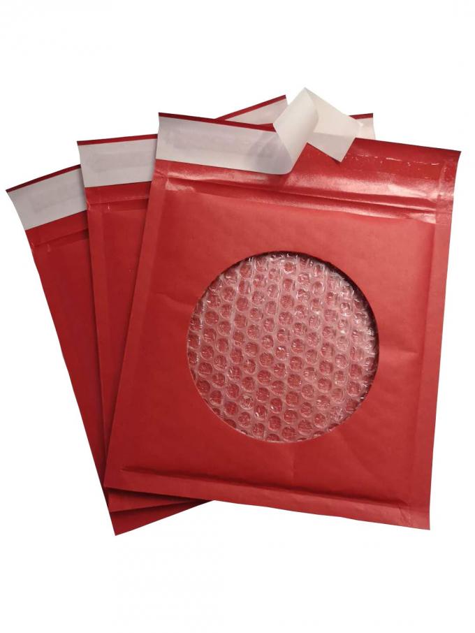 Kraft rojo respetuoso del medio ambiente rellenó los sobres de envío, cierre auto-adhesivo de envío reciclable 0 de los anuncios publicitarios de la burbuja
