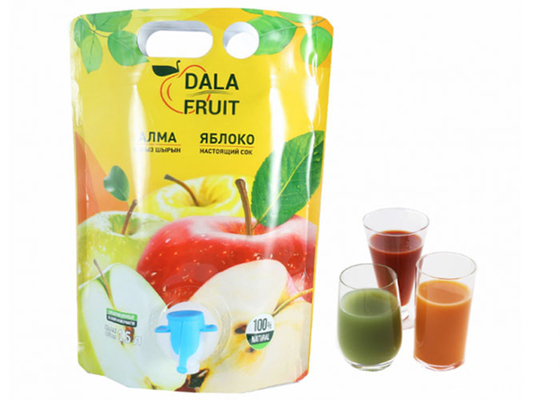 Bolsa de bolsillo con boca vertical con válvula mariposa para productos líquidos de vino / jugo / aceite