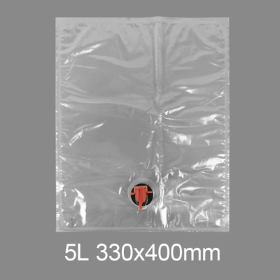 Bolsa con grifo de plástico transparente personalizada BiB 5l para agua potable, vino, zumo, dispensador en caja con válvula de mariposa Vitop