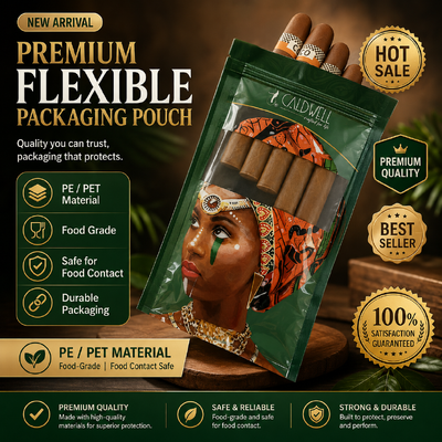 Bolsas de humidor de cigarros hechas con TPU PE de grado alimenticio con diseño de cierre de cremallera que ofrecen almacenamiento hermético y mantenimiento de la humedad