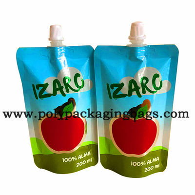 100 micrones se levantan a Juice Spouted Pouches Packaging Stand encima de la bolsa del canalón